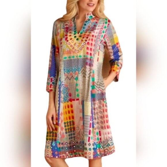 Soft Surroundings Summerfest Colorful Boho Patchwork - Style Dress Size XL - Picture 1 of 8